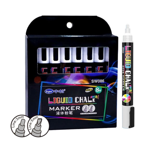 Milue 8Pcs Liquid Chalks Marker Fluorescent Highlighter Marker Pen Dry Erasable Pens