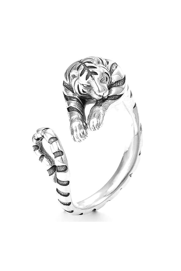 Adjustable Simple Punk Zodiac Year Tiger Zodiac Unisex Open Ring Ring