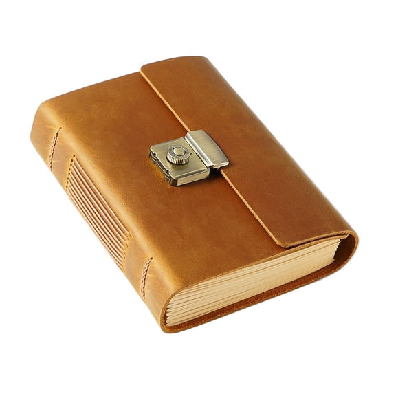 Milue Antique Scrapbook Notepad Travel Journal Notebook Password Lock for Women Men