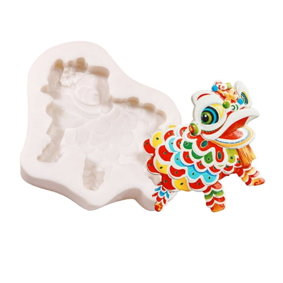 Milue Candy Fondant Mold Chinese Style Dragon and Lion Dance Paste Polymer Clay Mold