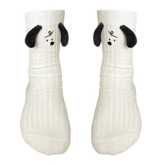Milue Cute Funny 3D Doll Eared Knitted Puppy Dog White Socks Crew Socks Streetwear