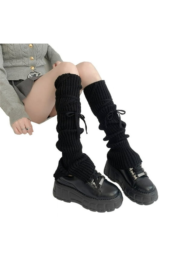 Cute Leg Warmers Knit Flared Leg Sleeves Goth Baggy Cuffs Ankle Heap Socks