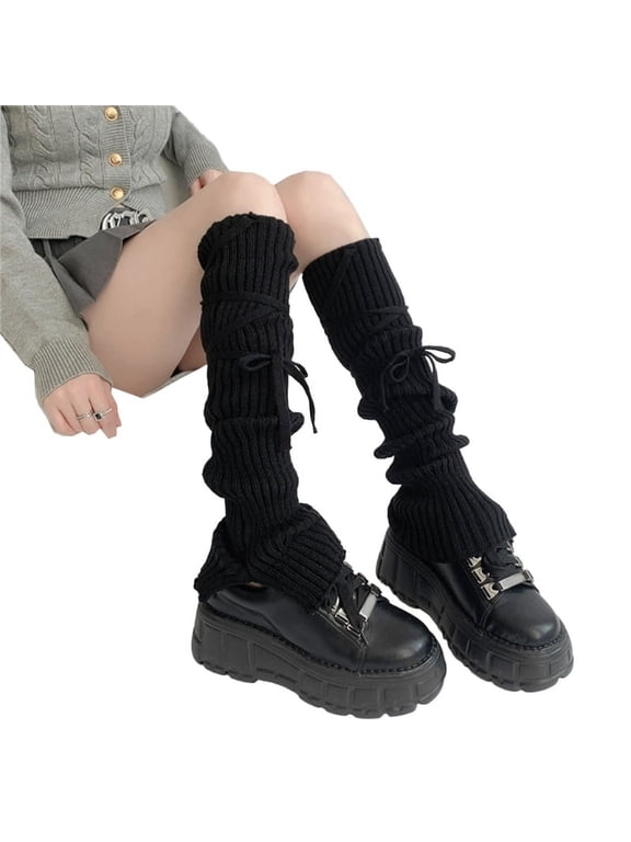 Cute Leg Warmers Knit Flared Leg Sleeves Goth Baggy Cuffs Ankle Heap Socks