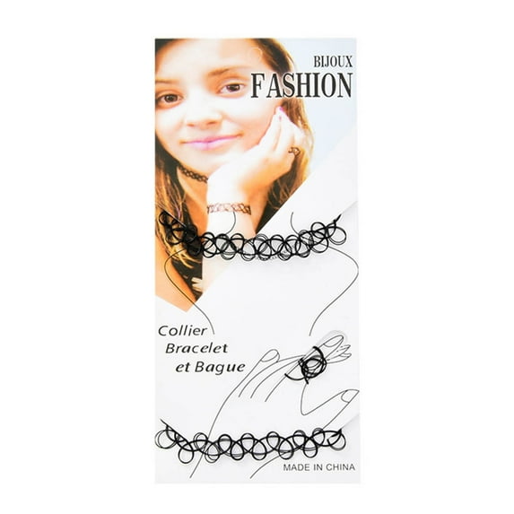 Milue Elastic Stretch Necklace Bracelet Ring Tattoos Choker Vintage Tattoos Jewelry