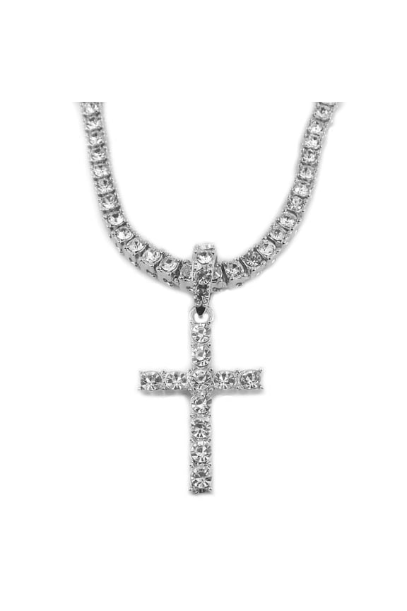 Fashion Chain White Crystals for Cross Pendant Necklace Jewelry for Valentine's