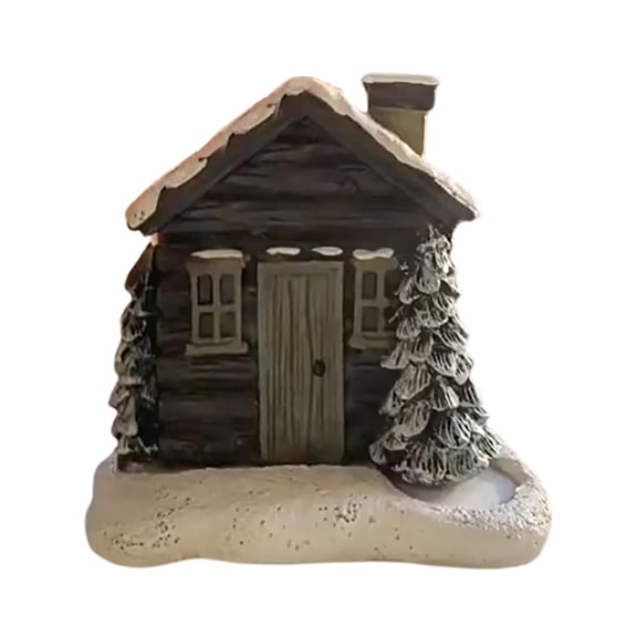 Milue Festive Log Cabin Chimney Ceramic Holder for Christmas Home Office Decor