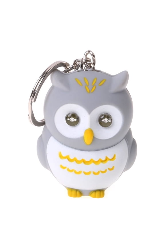 Funny LED Light 3D Cartoon Owl Keyring Sound Hooting for Key Chain for Key Gift