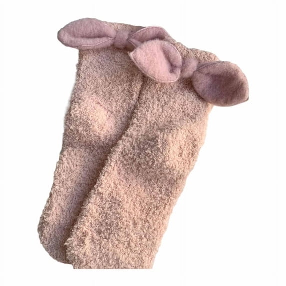 Milue Fuzzy Socks for Women Cute Bowknot Winter Warm Coral Fleece Home Sleeping Socks