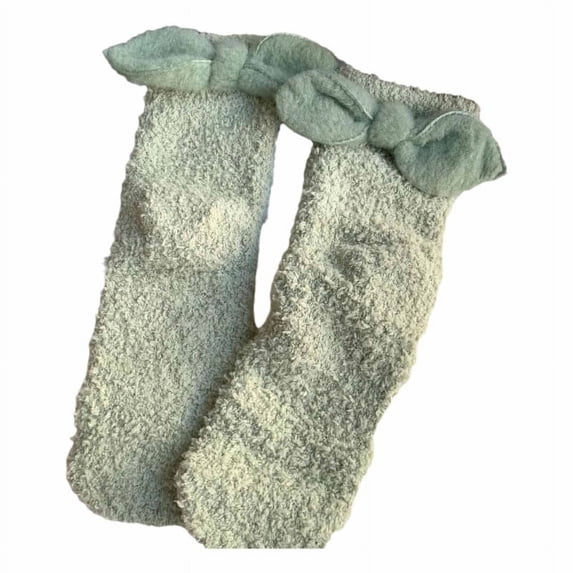 Milue Fuzzy Socks for Women Cute Bowknot Winter Warm Coral Fleece Home Sleeping Socks