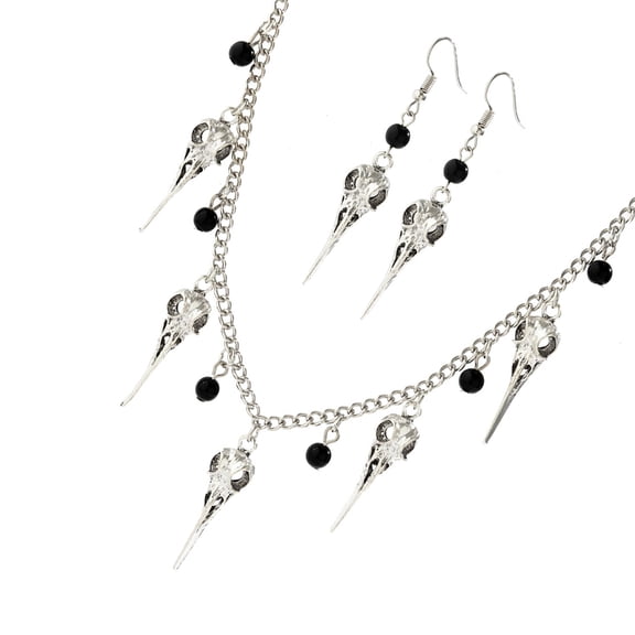 Milue Gothic Choker Earrings Punk Skull Pendant Necklace and Earrings Set Jewelry