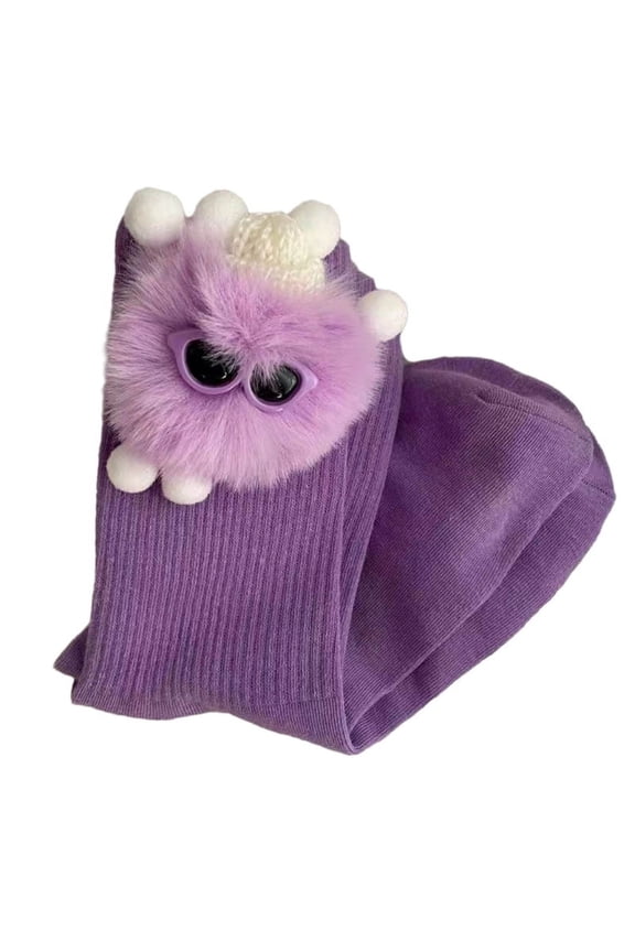 Harajuku Cotton Socks for Women Y2K Cute 3D Plush Elf Doll Middle Tube Socks