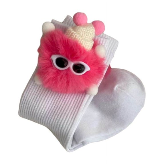 Milue Harajuku Cotton Socks for Women Y2K Cute 3D Plush Elf Doll Middle Tube Socks