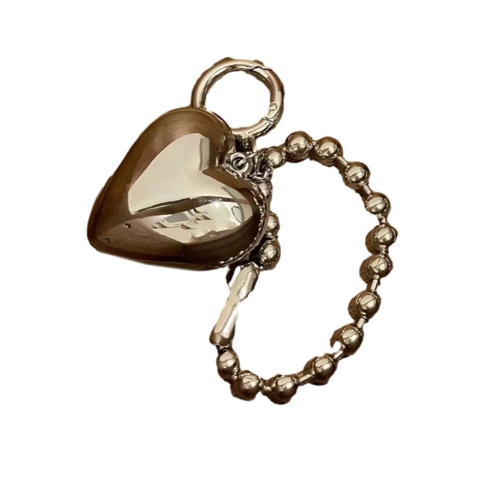 Milue Heart Keychain Bag Charm Cute Bag Pendant Beads Chain Keys Rings ...