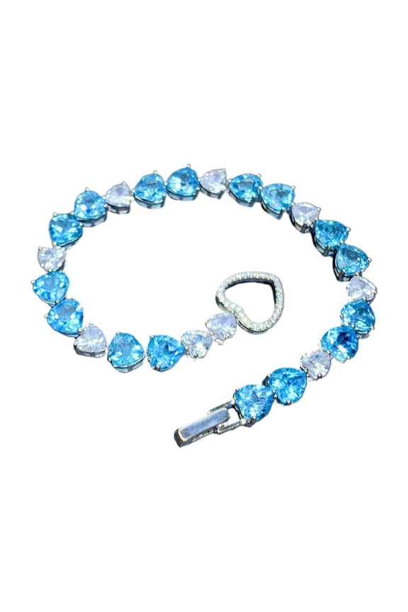 Heart Shape Imitation Natural for Blue Topaz Bracelets Luxury Brace