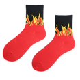 thumbnail image 1 of Milue Japanese Harajuku Women Men Flame Print Crew Socks Hip Hop Contrast Color Ribbed Casual Sports Street Skateboard Mid Tube Anklet Hosiery, 1 of 21