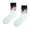 thumbnail image 1 of Milue Japanese Harajuku Women Men Flame Print Crew Socks Hip Hop Contrast Color Ribbed Casual Sports Street Skateboard Mid Tube Anklet Hosiery, 1 of 20