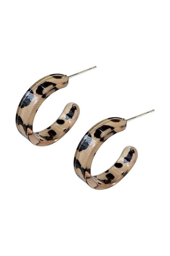Leopard Print Hoop Earrings Ear Circle Loop Simple Hypoallergenic Earrings