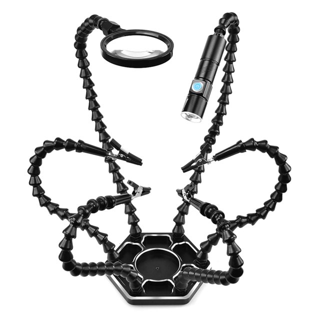 Milue Magnifying Glass Welding Station Tool Third Hand Soldering PCB