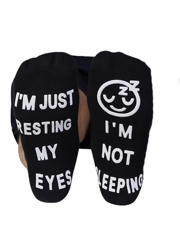 Men Women Novelty Funny Saying Ankle Socks I Am Not Sleeping Just Resting My Eyes Letters Crew Hosiery Birthday Gifts for Grandpa Dad Mom