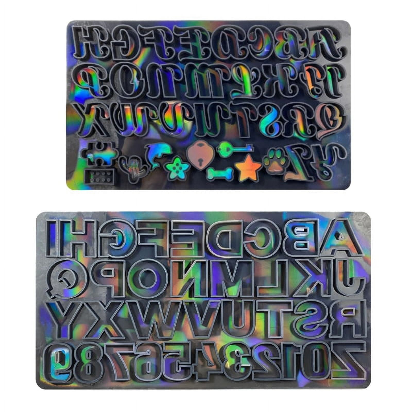 Milue Number Letter Resin Molds Holographic Alphabet Epoxy Casting Mold for Keychain