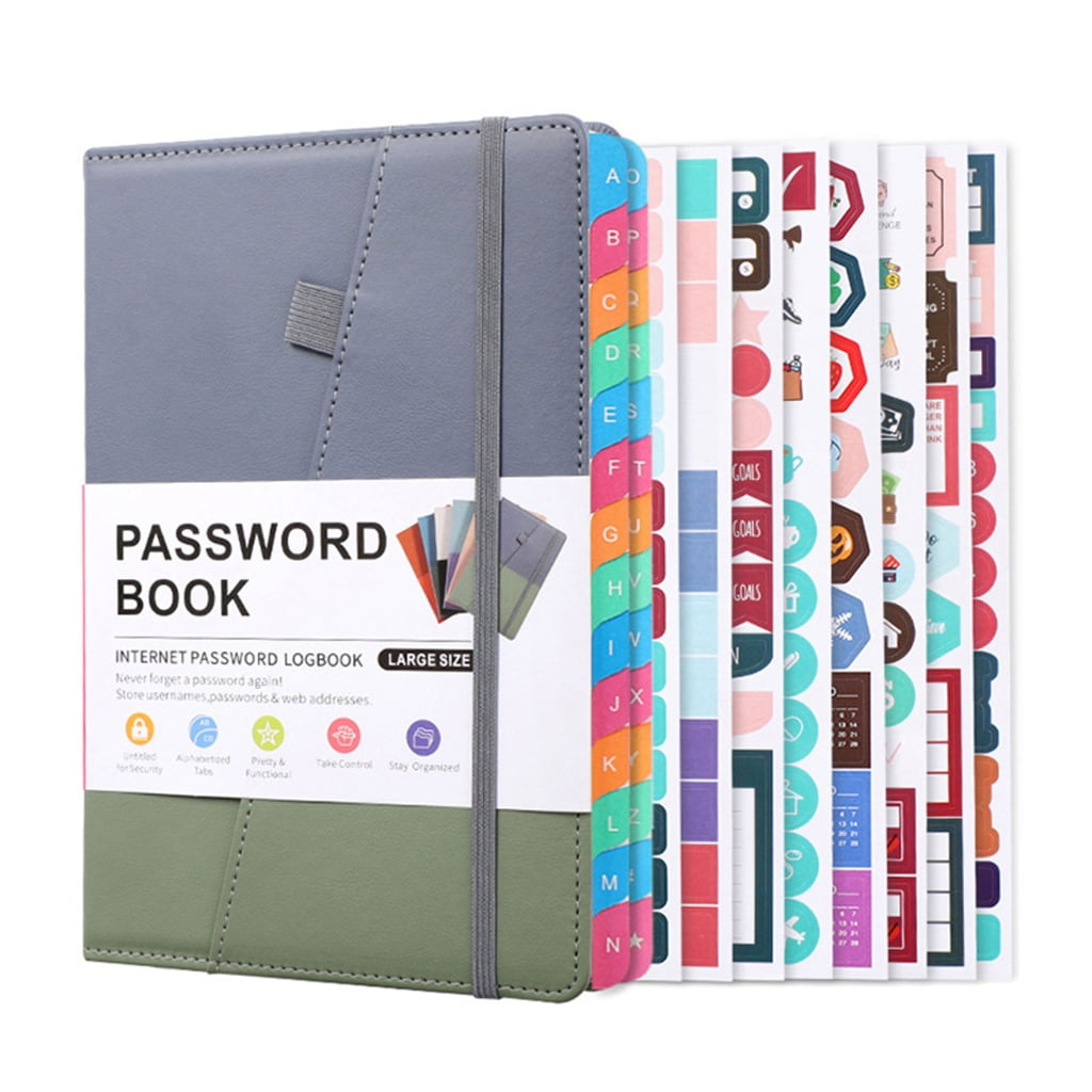 Milue Organized A5 Password Record Book with Alphabet Labels and Planning Stickers