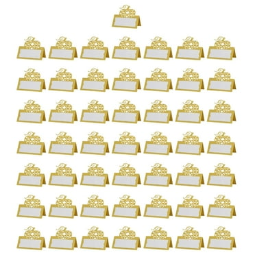 Milue Pack of 50 Handmade Pumpkin Shape Place Cards for Thanksgiving Festivities
