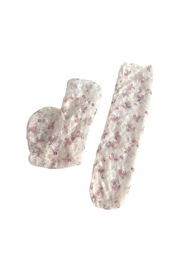 Sheer Mesh Lace Ankle High Socks Decorated Slouch Socks Thin Summer Loose Socks