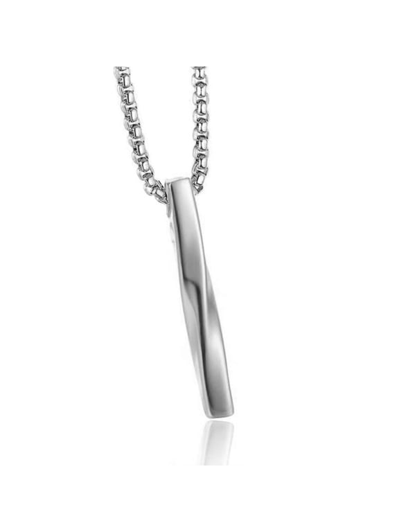 Silver Spiral Long Rectangular Necklace Simple Stainless Steel Chain Necklace
