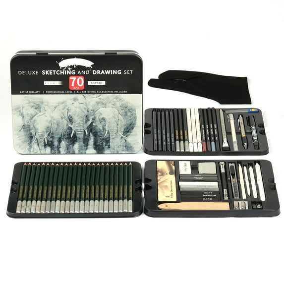 Milue Sketch Pencil Pastels Charcoal Sticks Blending Stumps Eraser Sandpaper Set