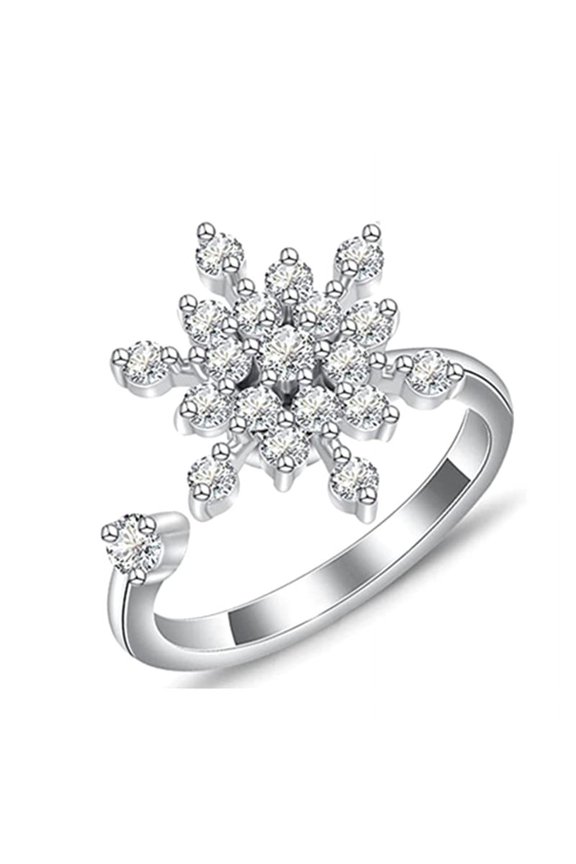 Snowflake Meditation Ring Anxiety Rotatable Relieve Stress for Wife Adjustable