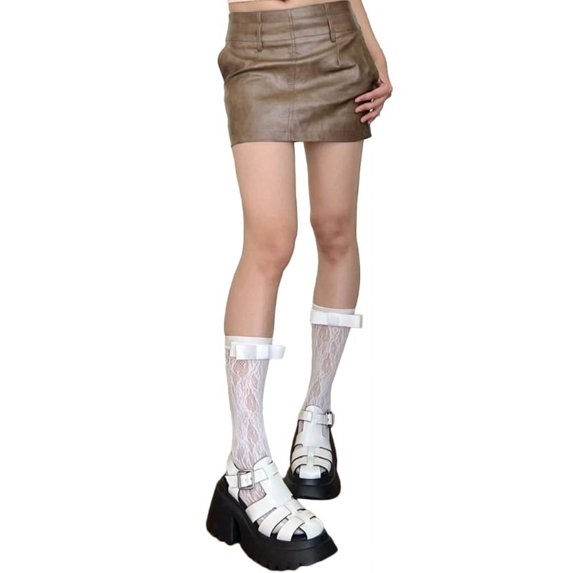 Milue Spring And Summer Sweet Womens Calf Socks Ribbon Bow Socks Cute Short Socks