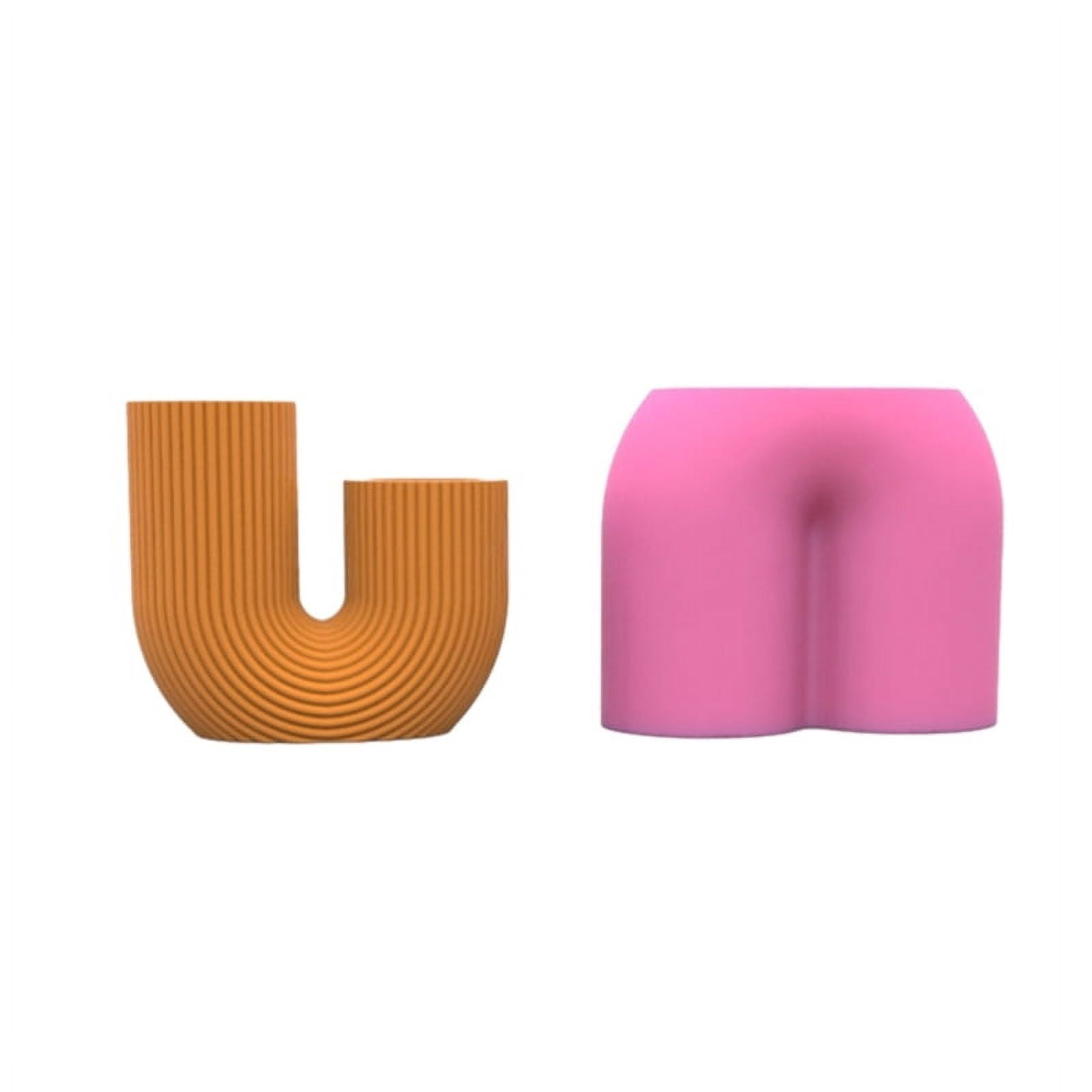 Milue Striped U-shaped Silicone Candle Mold Flower Pot Succulents Planter Vase Mould