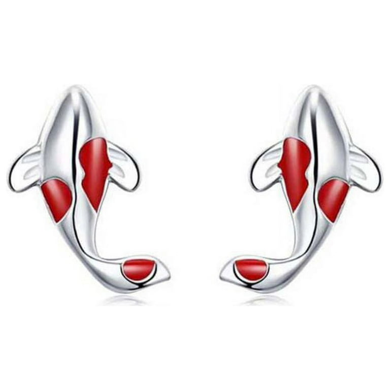 Milue Unique Classic Fish Lucky Fish Stud Earrings Color Matching