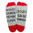 thumbnail image 1 of Milue Unisex Cotton Crew Socks Funny Worst Senior 2020 Quarantine Letter Print Hosiery, 1 of 14