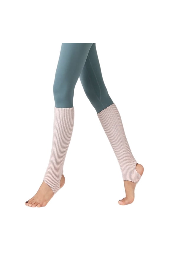 Women Girls Stirrup Leg Warmers Boot Cuffs Ribbed Knit Solid Color Toeless Knee High Socks for Latin Ballet Dance Yoga