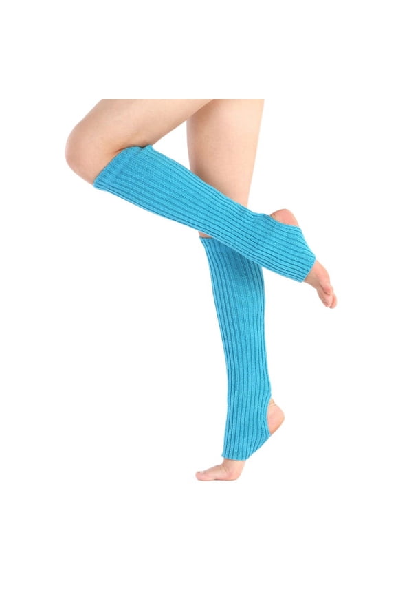 Women Latin Knee High Socks Neon Solid Color Ribbed Knitted Stirrup Leg Warmers Fitness Sports Boot Cuffs Cover for Yoga