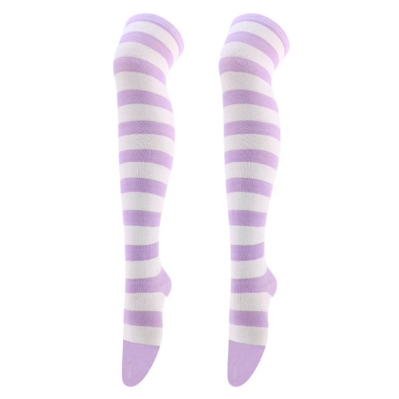 Milue Women Over Knee Long Socks Anime Cosplay Striped Printed Thigh High Stockings