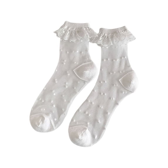 Milue Women Sheer Ankle Socks Japanese Ruffle Frilly Crew Socks Sweet Student Socks