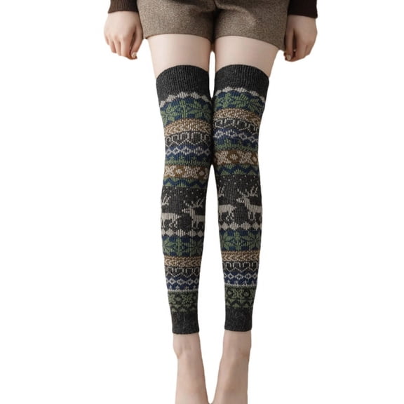 Milue Women Snowflake Winter Warm Leg Warmers Knitting High Knee Socks Boot Cuffs Fashion Girls Gift Gaiters Leggings