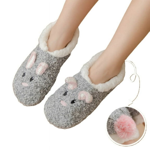 Milue Women Winter Cozy Warm Fuzzy Plush Lined Slipper Boat Socks Cartoon Animal House Indoor Booties Non Slip Foot Warmer