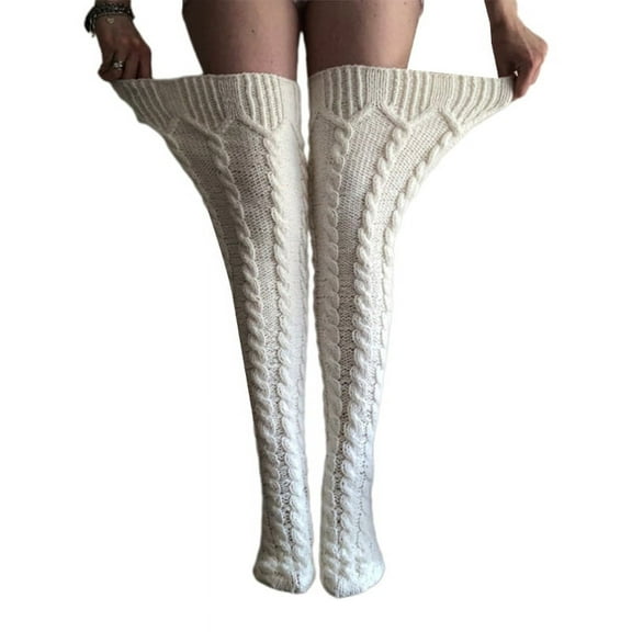 Milue Womens Autumn Winter Cable Knitted Warm Over Knee Winter Boot Socks Stockings