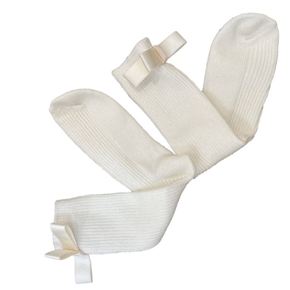 Milue Womens Calf Socks Spring And Autumn Crew Socks Bowknot Knee High Ribbed Socks