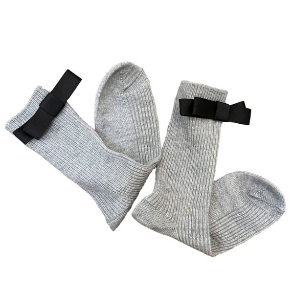 Milue Womens Calf Socks Spring And Autumn Crew Socks Bowknot Knee High Ribbed Socks