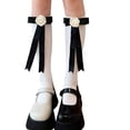 thumbnail image 1 of Milue Womens Ribbed Long Socks Knee High Socks Solid Color Calf Socks with Bowknot, 1 of 21