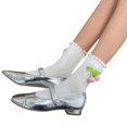 thumbnail image 1 of Milue Womens Ruffle Short Socks Summer Thin Soft Breathable Solid Color Calf Socks, 1 of 16