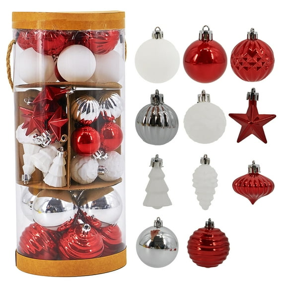 Miluhome 50pcs Christmas Ornaments Balls Set, Shatterproof Christmas Assorted Gift Hanging Ball Fir Xmas Trees Decorations