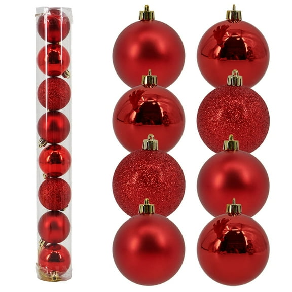 Miluhome 8pcs Red Christmas Balls Ornaments 1.97inch Glitter Matte Tree Hanging Balls Xmas Ornament Decor