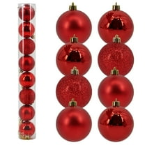 Miluhome 8pcs Red Christmas Balls Ornaments 1.97inch Glitter Matte Tree Hanging Balls Xmas Ornament Decor