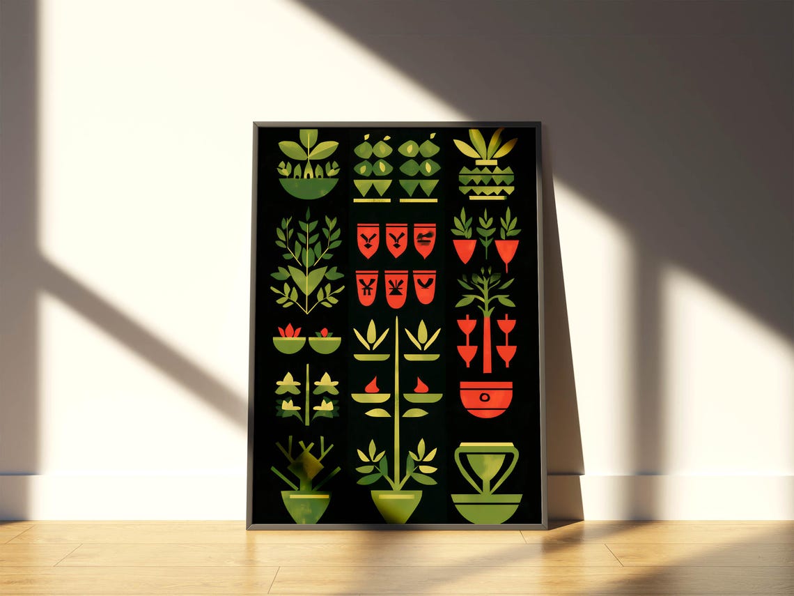 Modern Scandinavian Artwork Decor Reference: Miluva Abstract Botanical Wall Art Minimalist Scandinavian Folk Art