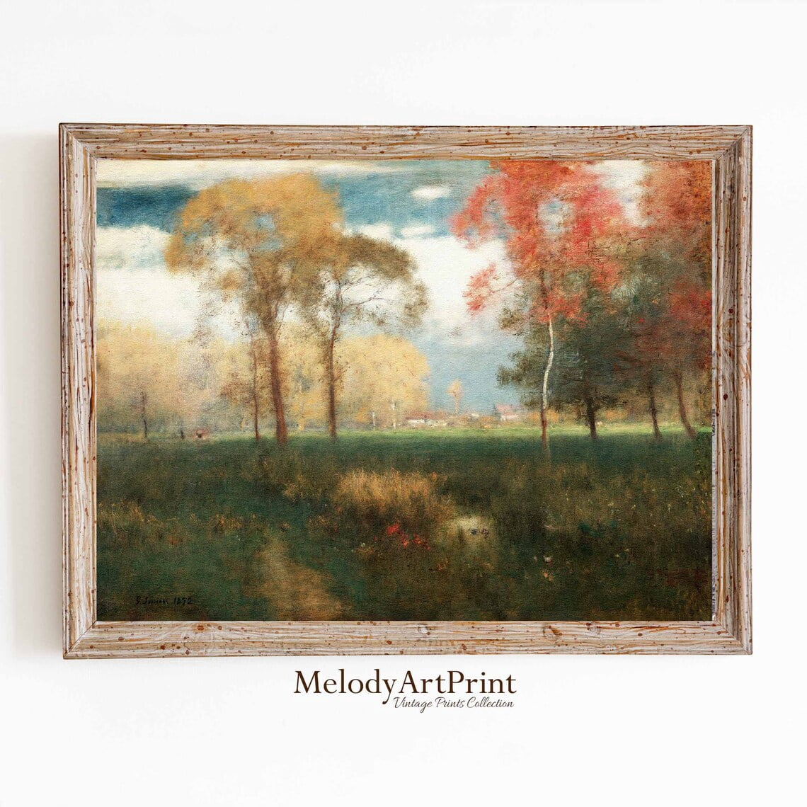 Miluva Autumn Trees Landscape Vintage Print, Original , Landscape Wall ...